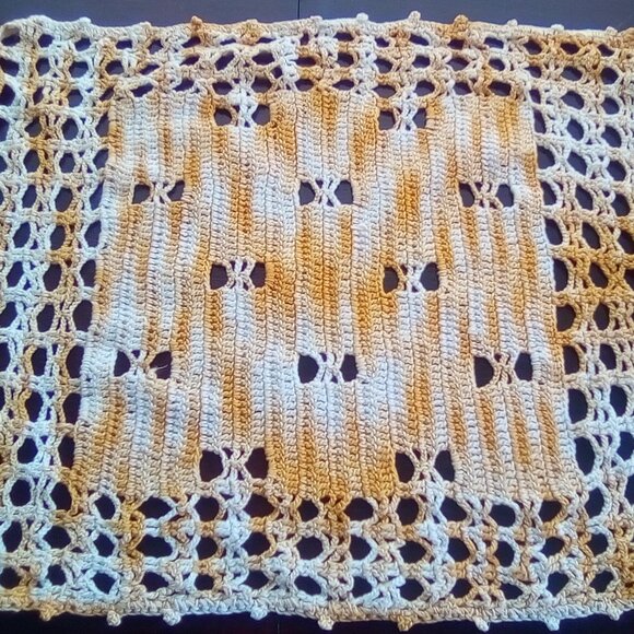 Vintage Cottagecore Doilies Orange and Yellow Set of 3 Hand Crocheted - Picture 2 of 7